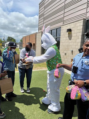 easter bunny gives gift to wright gray